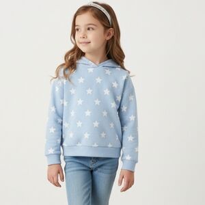 Hannah Banana Blue Pullover Hoodie Sweatshirt with White Stars Girls 16 NWT